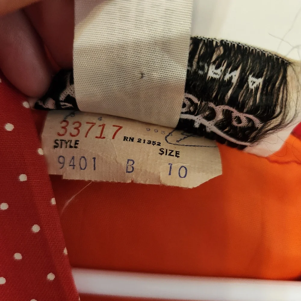 Vintage 60s Miss Elliette California Red Polka Dot Sleeveless Maxi Dress… - Picture 4 of 6